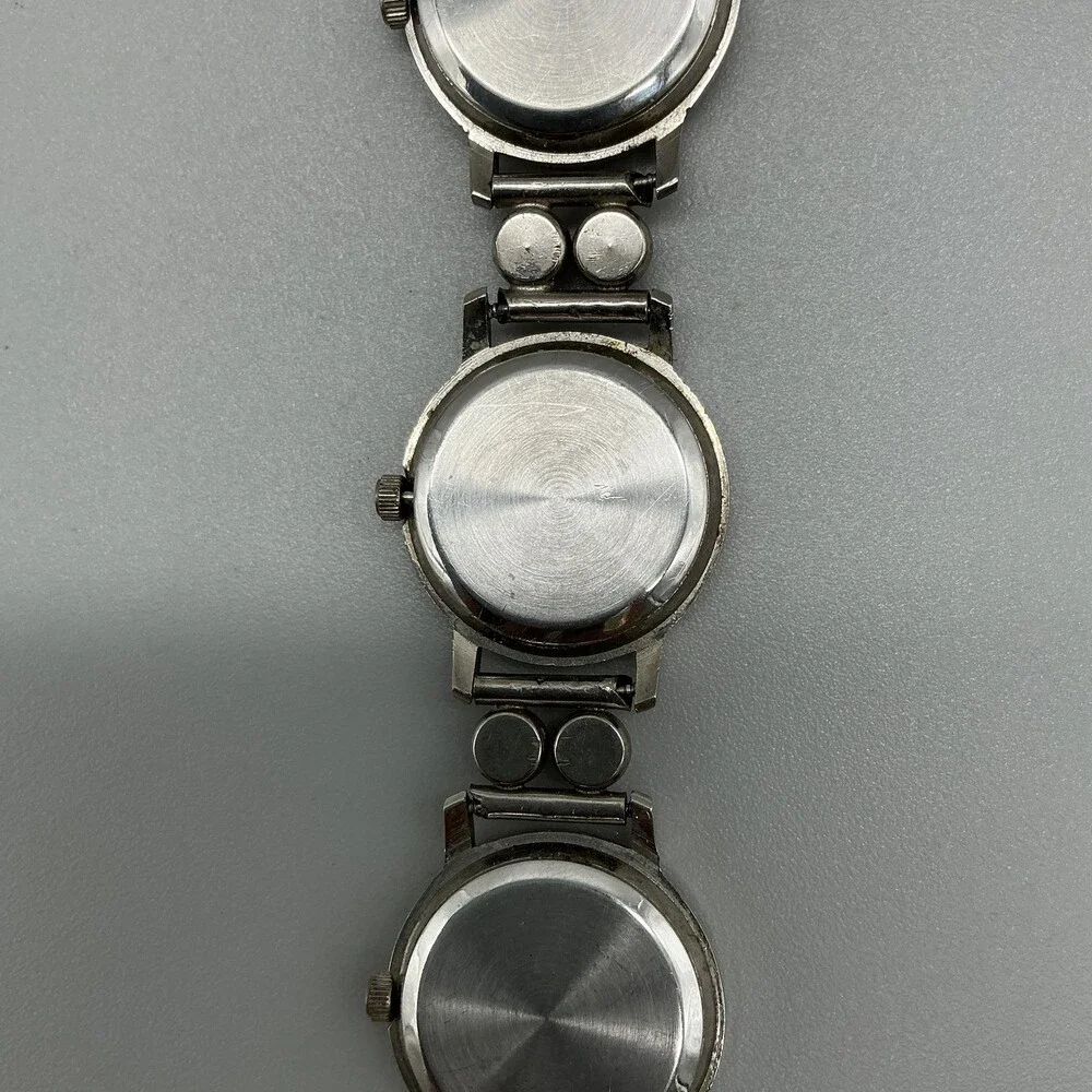 Vintage Jalga Womens Watch 25mm Bronze Dial Silver Tone Penny Coin Band 8.5